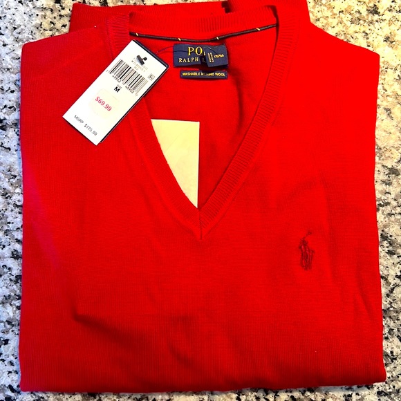 Ralph Lauren Collection - Wool Red V-neck Sweater - Picture 1 of 6